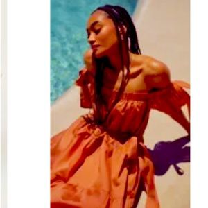 Charming Adoration Brown Tiered Off-the-Shoulder Midi Dress. Nee